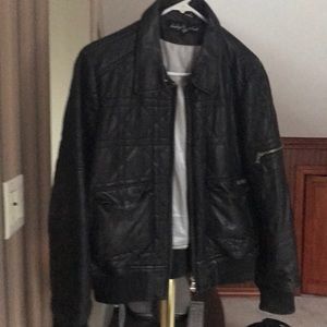 Black Leather bomber jacket